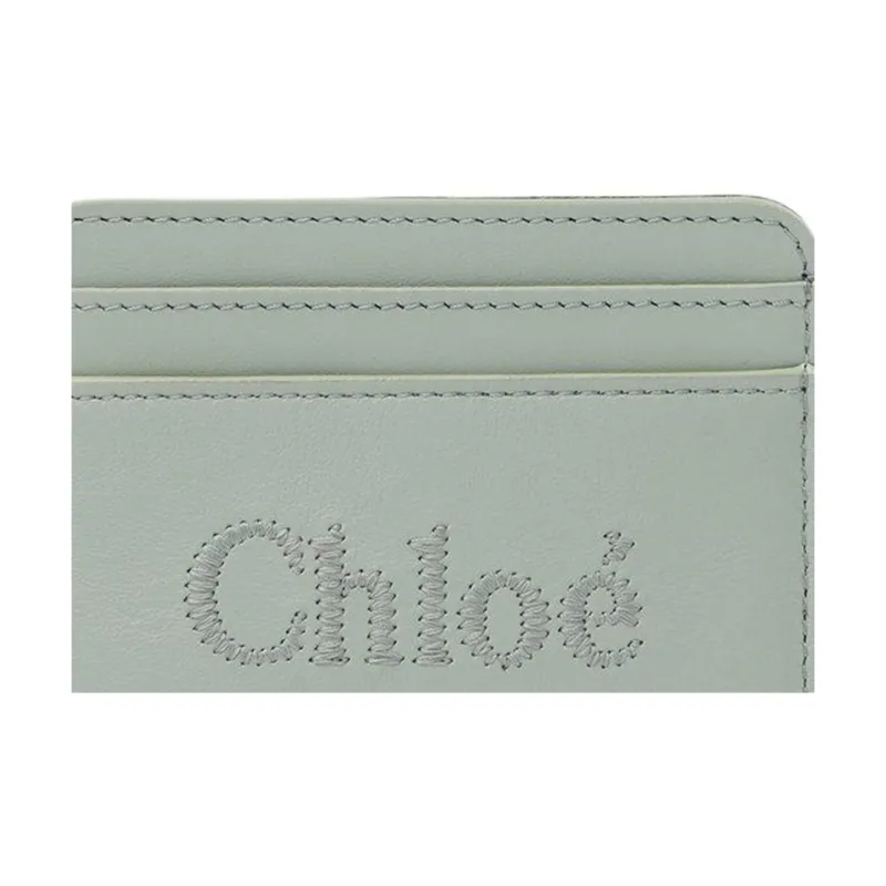 Chloe Glossy Calfskin Card Holder Card Holder Women's Gulf Green-3