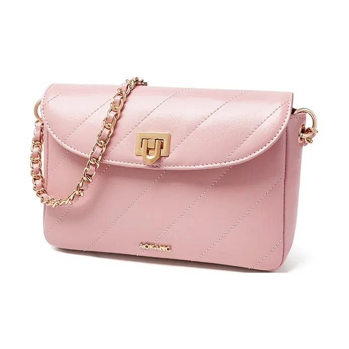 AOKANG Cow Leather Small Square Bag, Underarm Shoulder Bag, Crossbody Bag Regular Women's White/Pink/Black-6