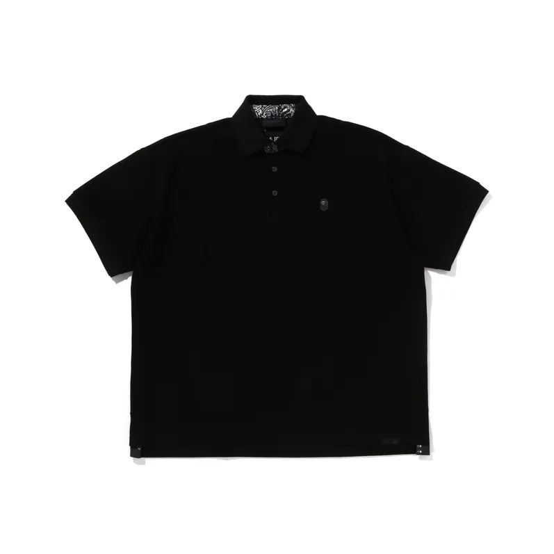 BAPE BLACK Paisley Placket Polo Shirt-2