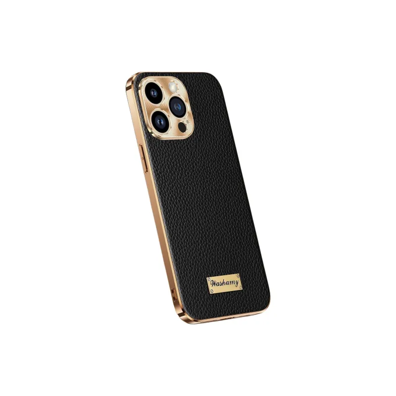 Record Star Leather Material Electroplated Cow Leather Phone Cases Compatibility With Apple 15 Pro Business Formal-9