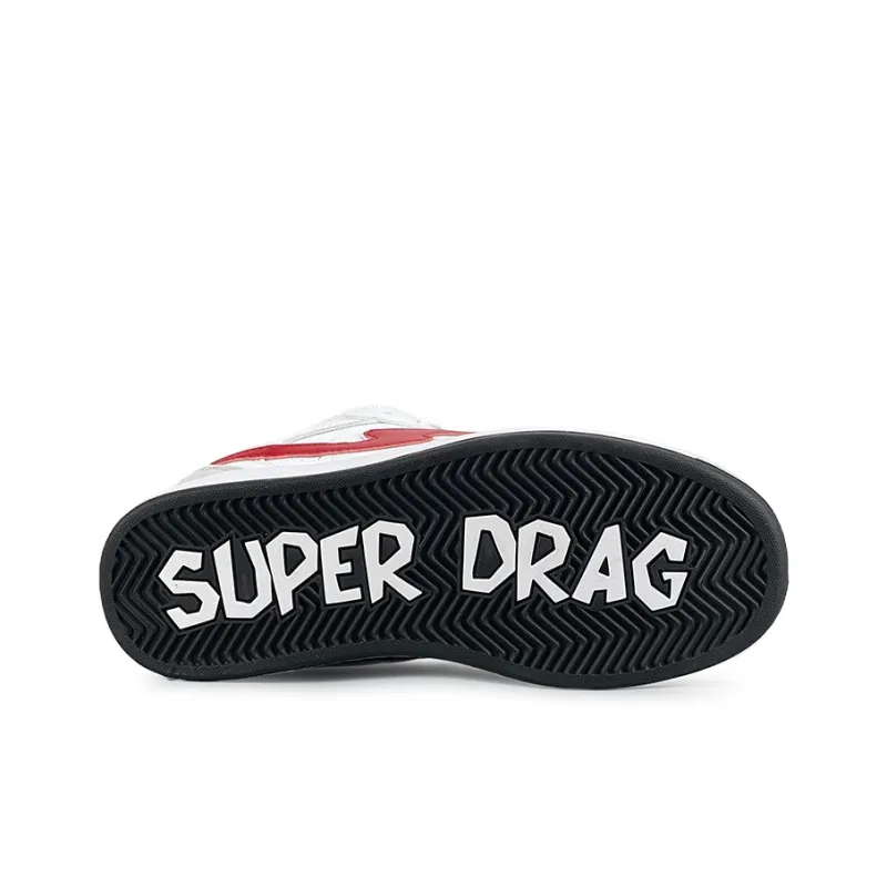 LuzaoT SUPER DRAG Breathable Low Top Skateboard Shoes Women's White Red-4