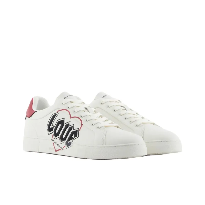 EMPORIO ARMANI Low Top Skateboard Shoes Men's White-2