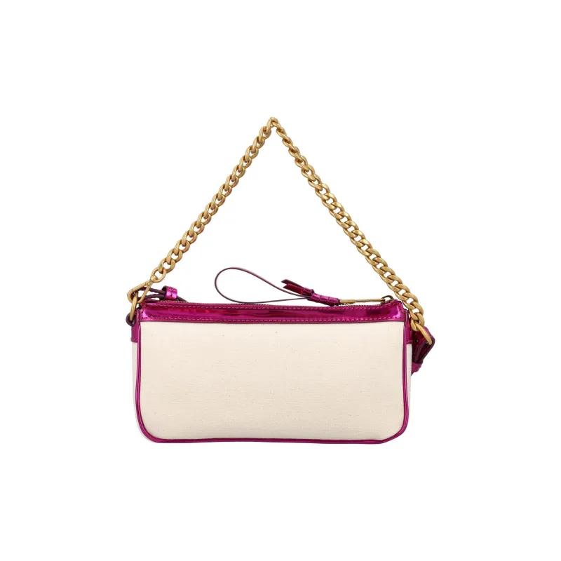 BALMAIN B ARMY Canvas Shoulder Bag Women's Red & Beige-2