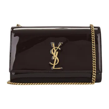 SAINT LAURENT Patent Leather Crossbody Bag, Shoulder Bag Medium Size Women's Black