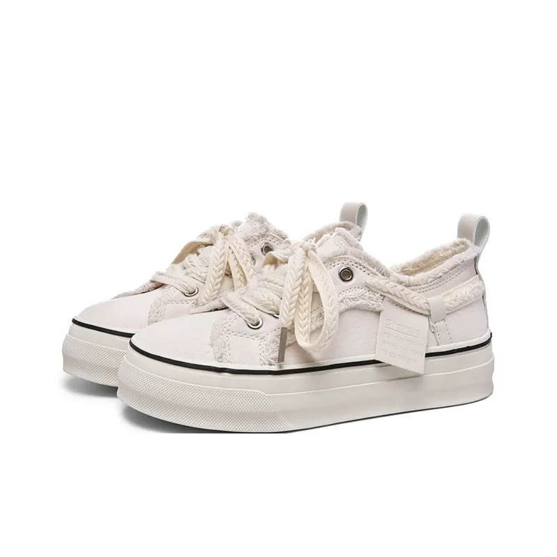 Ordifen Low Top Canvas Shoes Women's Beige-1