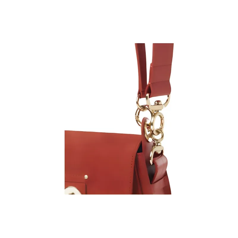 Chloe Tess Shiny Suede Calfskin Shoulder Bag Crossbody Bag Handbag Small Size Women's Orange-3