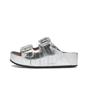 NINE WEST Abrasion Resistant Slide Slippers Women's Silver