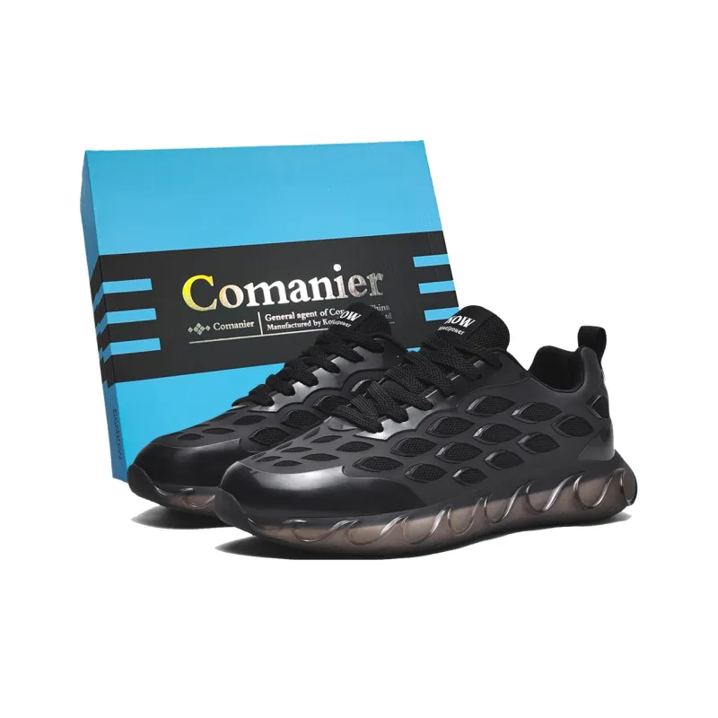 Comanier Shock Absorbing, Non Slip, Wear Resistant, Breathable And Lightweight Low Top Casual Shoes Men's Black-0