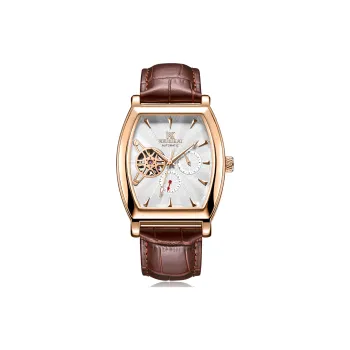 WSK Mechanical Movement Genuine Leather Strap Watch Men's Watches White Dial