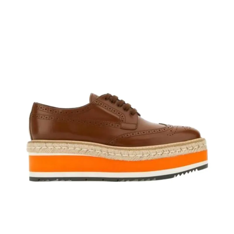 PRADA Casual Single Shoes 6cm Women's Brown-1