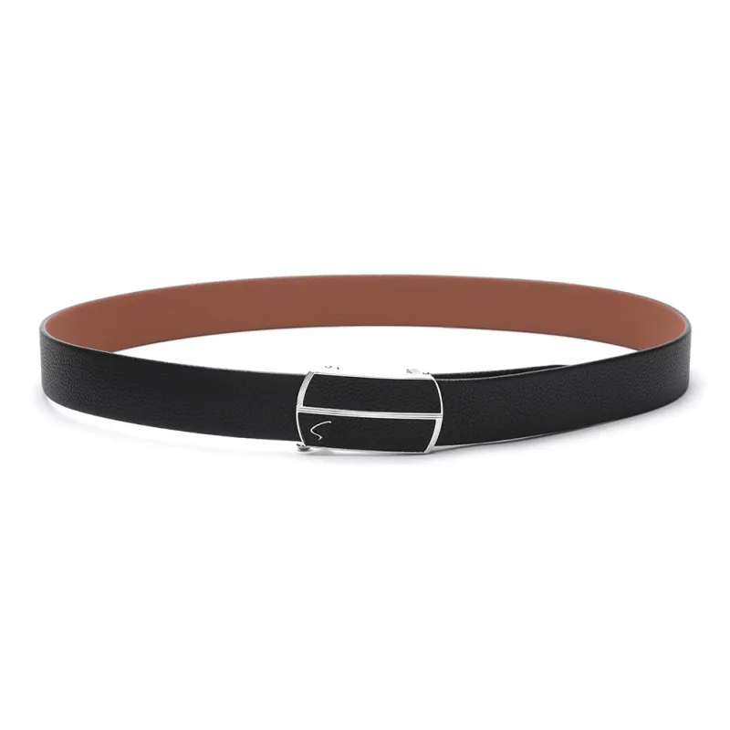 Satchi Cow Leather Belt Men's Black/Earth Yellow Width 3.4cm-3