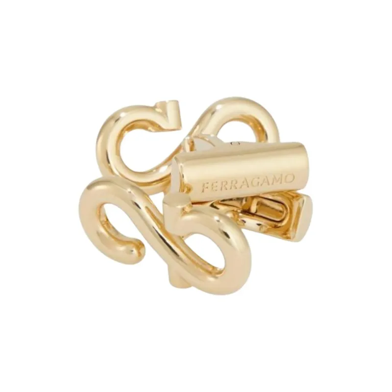 FERRAGAMO Brass Stud Earrings Men's Gold-3