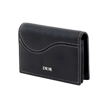 DIOR Saddle Grained Cow Leather Wallet Men's Black