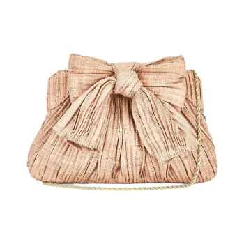 Loeffler Randall Straw Woven One Shoulder Clutch Women's Pink