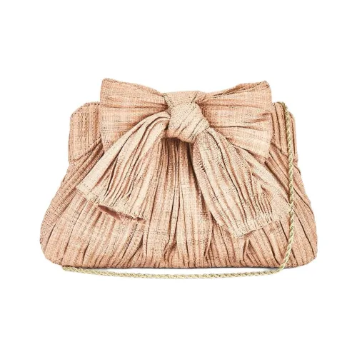 Loeffler Randall Straw Woven One Shoulder Clutch Women's Pink