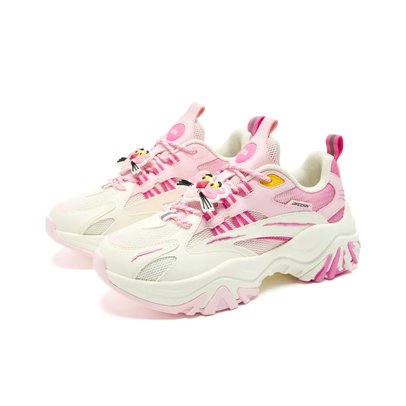 PINK PANTHER x QIAODAN Height Increasing Balance Lightweight Low Top Casual Shoes Women's Ivory White Blue Pink-2