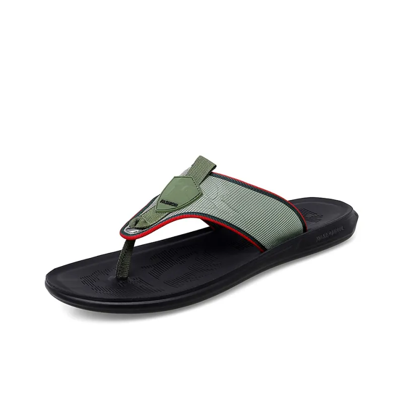 XIMO BULL Rubber Sole Leather Patchwork Abrasion Resistant Flip Flops Men's-6