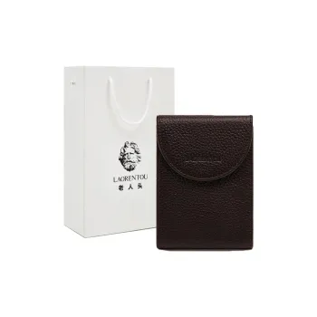 Old Man's Head Top Grain Cow Leather Card Holder Men's Black/Brown