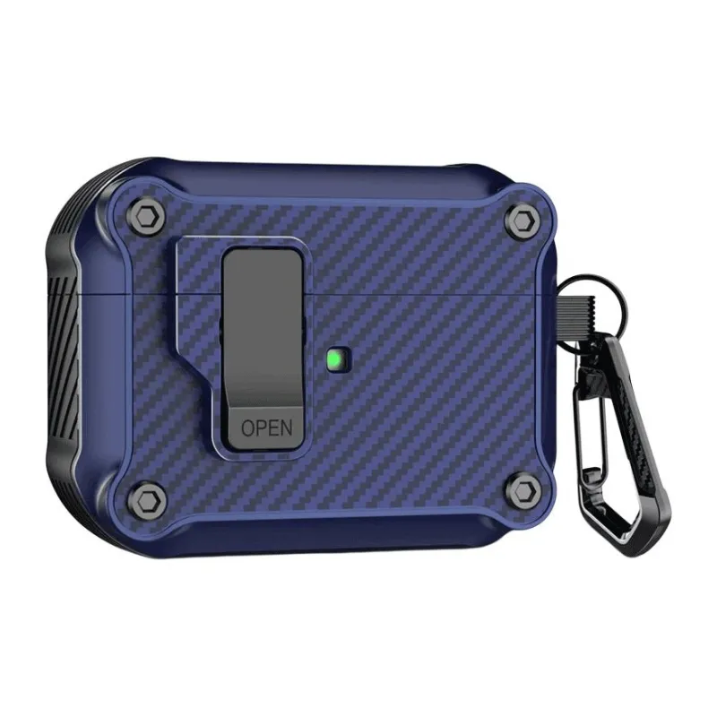 Yoobao Compatibility AirPods4 TPU Automatic Lid, Carbon Fiber Texture Impact Resistant Headphone Cases-8