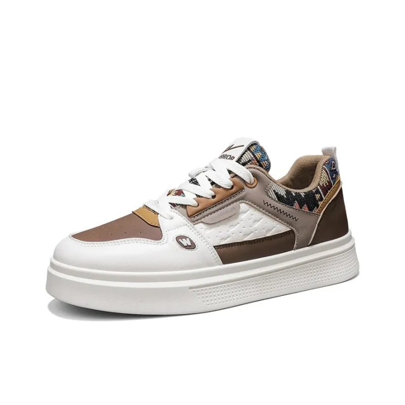 Warrior Anti Slip And Wear Resistant Height Increasing Low Top Skateboard Shoes Men's Brown Khaki Beige-1