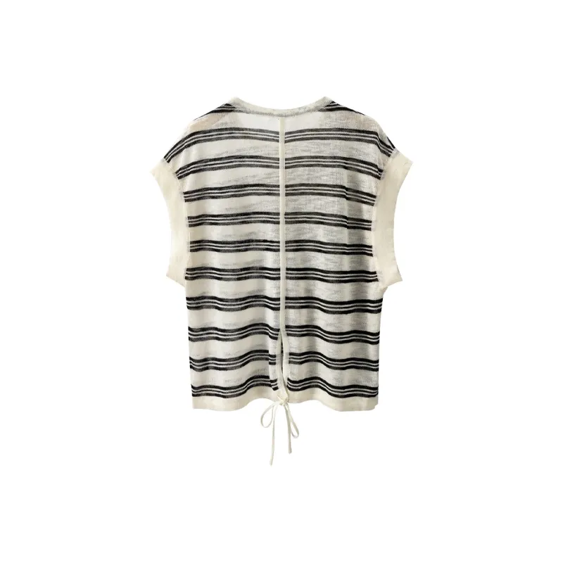 TOUCH Knitwear Women's White Black Stripes-1
