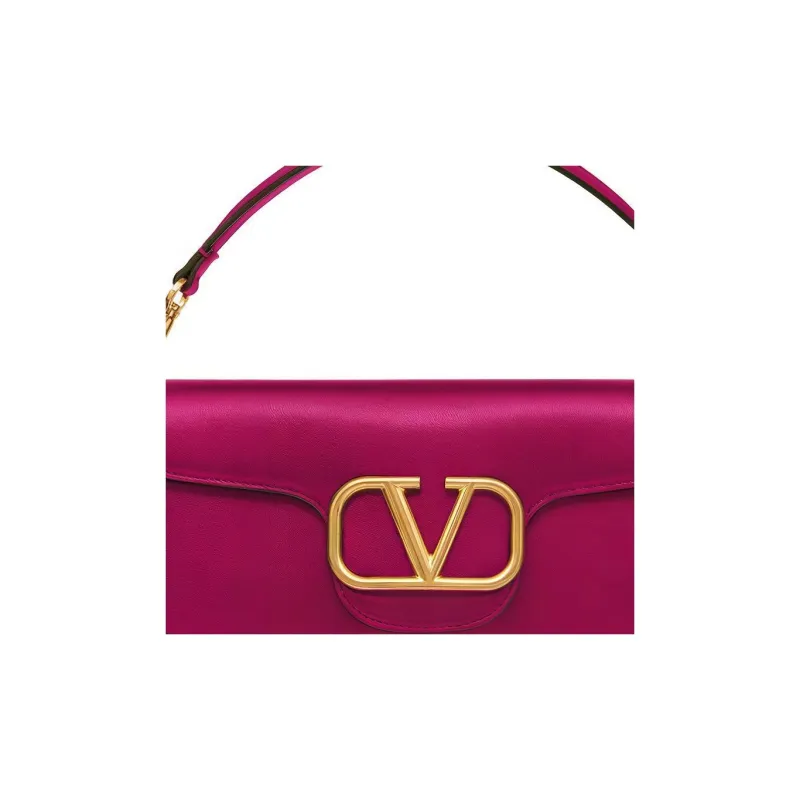 Valentino Locò Calfskin Baguette Bag Shoulder Bag Crossbody Bag Handbag Regular Women's Rose Red-4