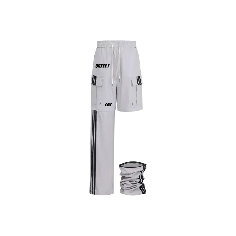 Qnxeey Casual Pants Unisex Black-3