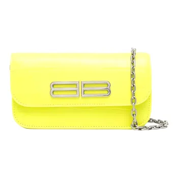 Balenciaga Gossip Calfskin Shoulder Bag Crossbody Bag Women's Neon Yellow