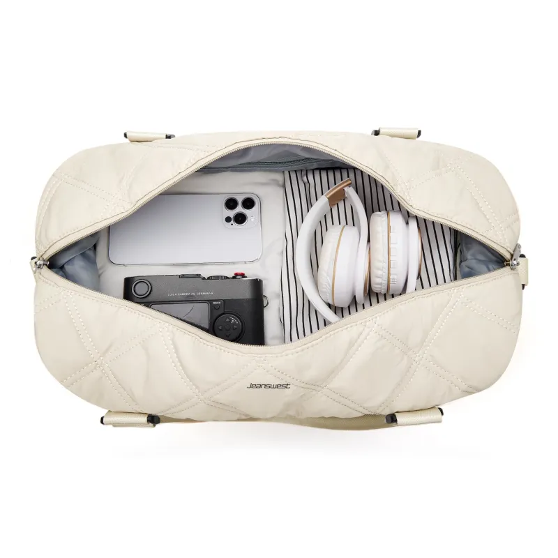 JEANSWEST Fabric Travel Bag Unisex Apricot-4