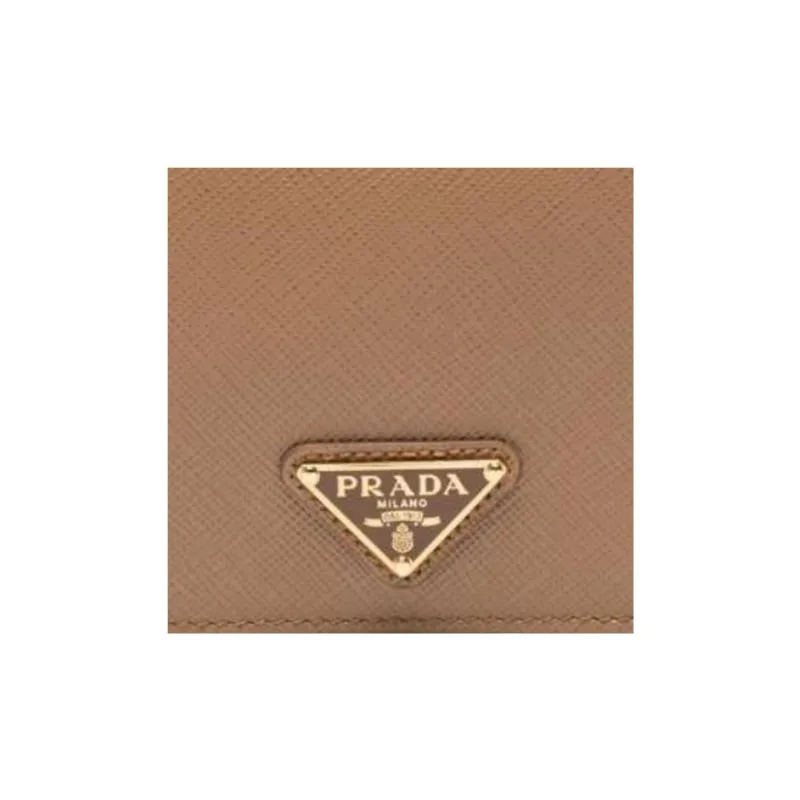 PRADA Calfskin Wallet Women's Brown-3