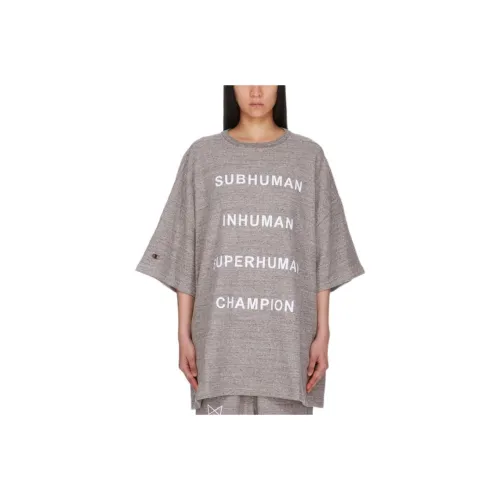 Champion X RICK OWENS Champion Co branded Edition T Shirts Women's Gray Mixed Color