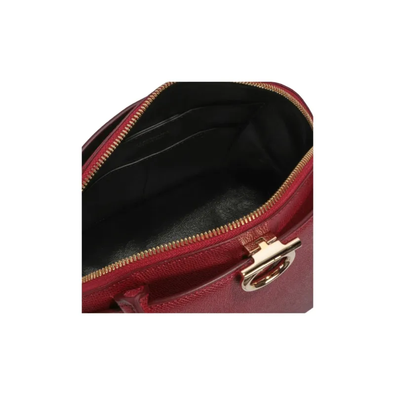 Ferragamo Gancini Medium Top Handle Burgundy-4