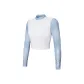 White/Blue-Cropped Top