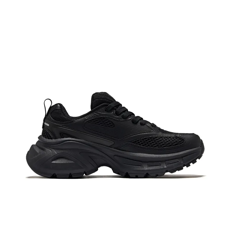 Erke Hongyu 2.0 Abrasion Resistant Breathable Low Top Chunky Sneakers Women's Jet Black-1