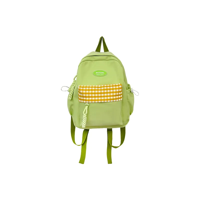 KAMLUI Nylon Backpack Unisex White/Black/Yellow/Green-17