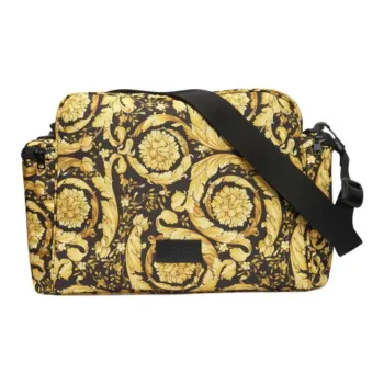 VERSACE Pattern Design Shoulder Bag Unisex Yellow & Black