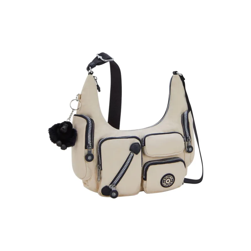 Kipling Recycled Polyamide Shoulder Bag Trumpets Unisex Beige-1