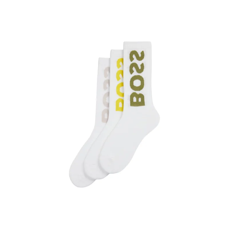 HUGO BOSS Mid Calf Socks Men's 3 Pack White-0