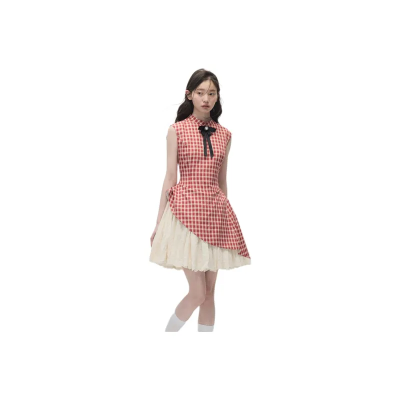 GOSO Sleeveless Dresses Women's Plaid Dress-2