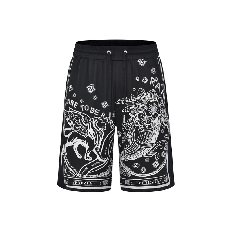 RARE Casual Shorts Men Black/White-0