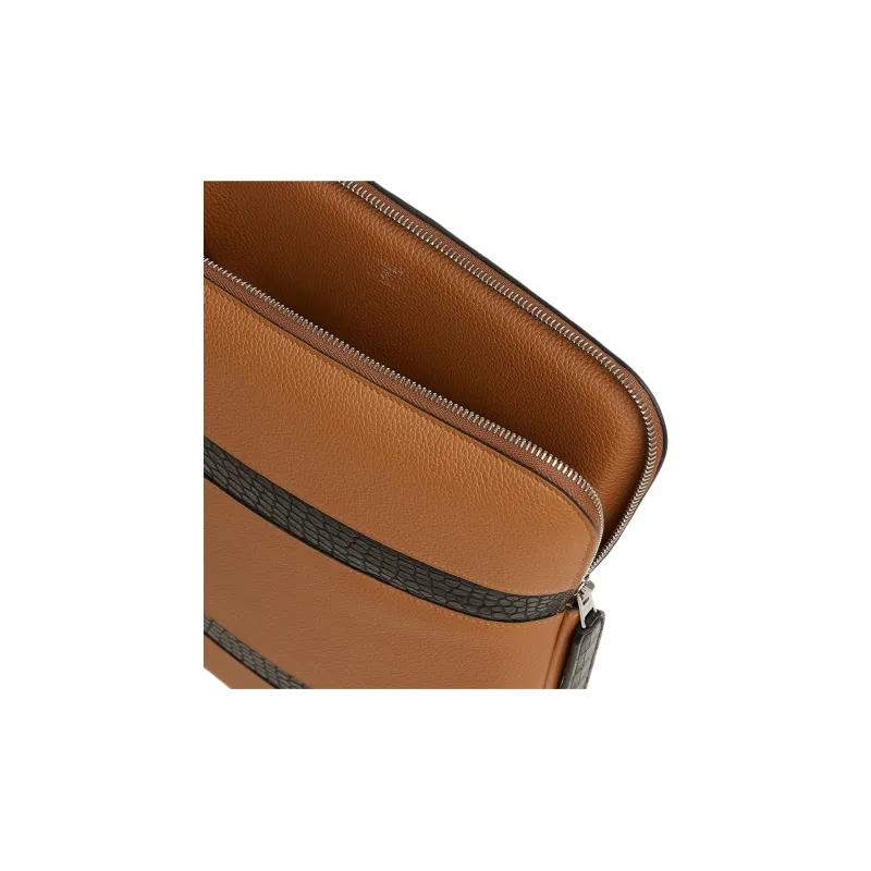HERMES Little Bull Leather Briefcase Women's 41 Havane Havana Coffee-8