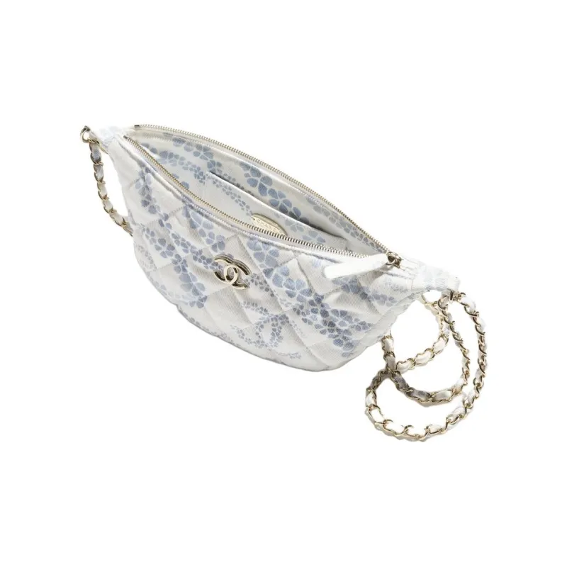 CHANEL Coco Denim Hobo Bag Shoulder Bag Tubas Women's White & Blue-2