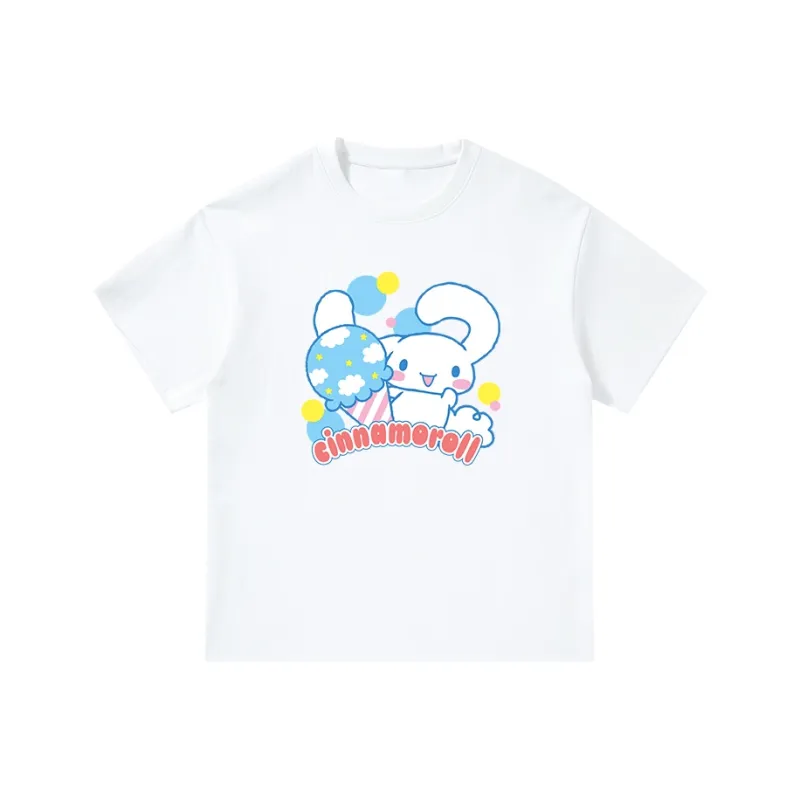 Sanrio x CINNAMOROLL Yugui Dog T Shirt Unisex White Heather Gray-0