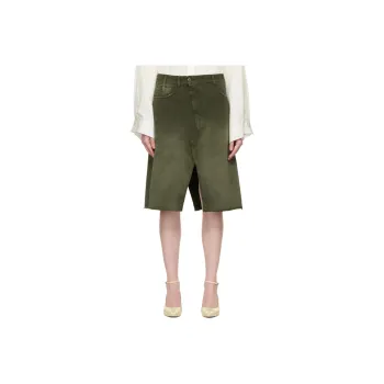 MM6 Maison Margiela Denim Long Skirt Women's Dark Green
