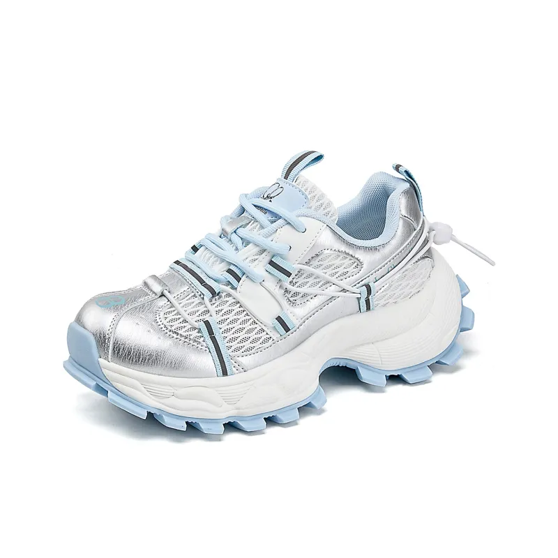 La Chapelle Anti Slip Wear Resistant Low Top Chunky Sneakers Women's Blue-0