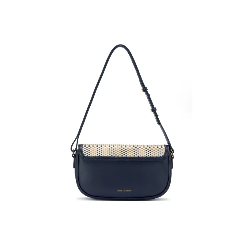 ROBERTA DI CAMERINO Sheepskin Mommy Bag, Shoulder Bag Regular Women's Midnight Blue/Gold Brown-4