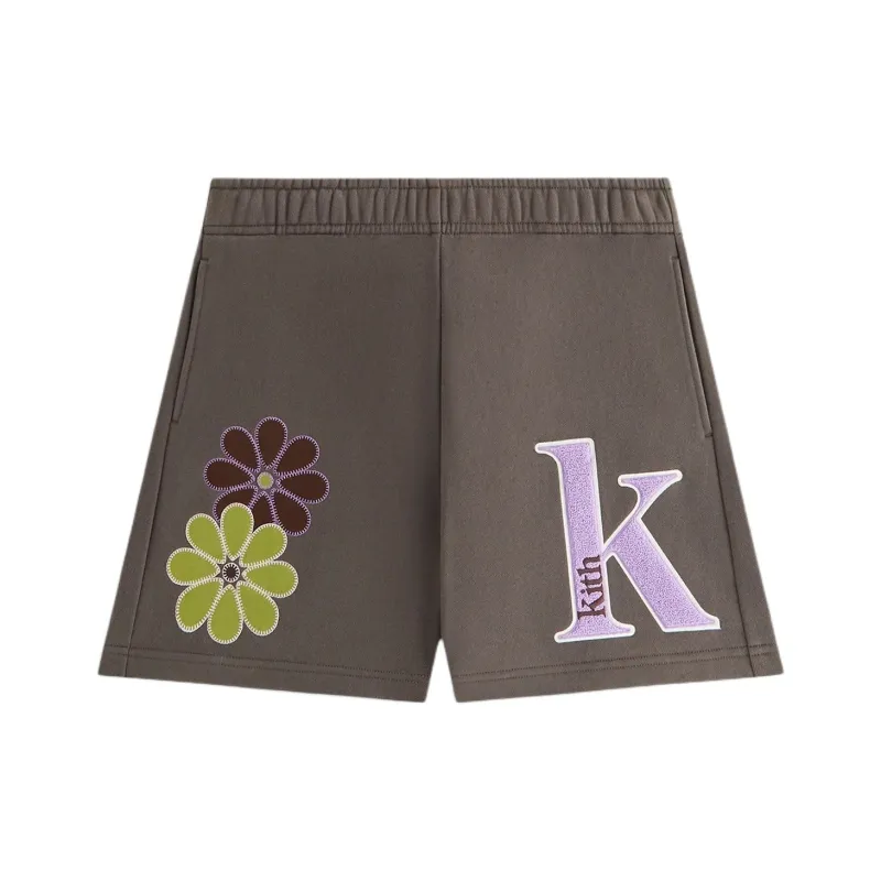 KITH Rayne Floral Sports Shorts Women's Hematite Color-0