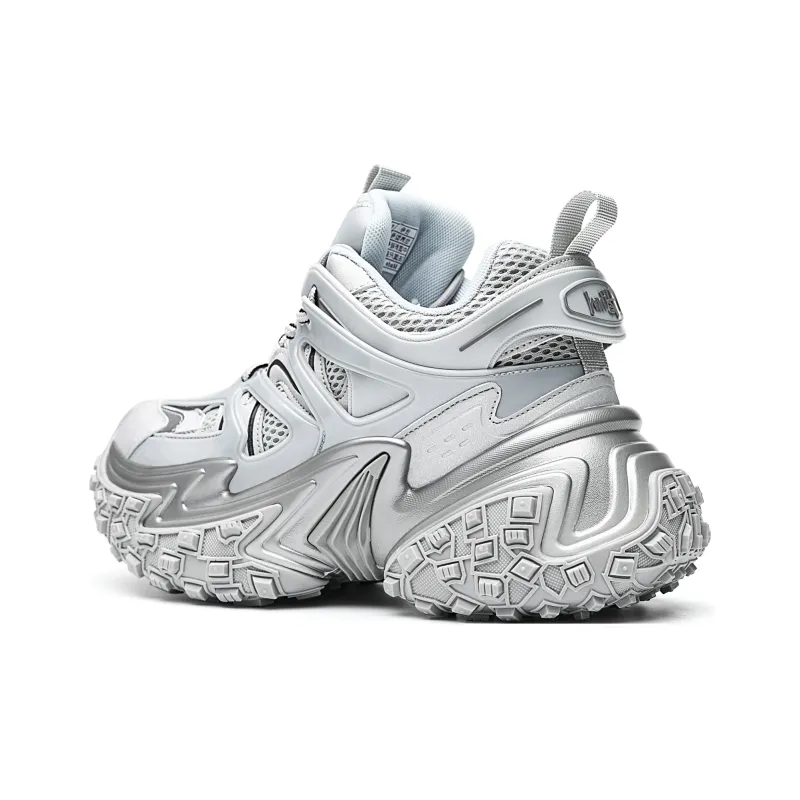 MVA Non slip, Wear resistant, Impact resistant Low Top Chunky Sneakers Unisex Silver-1