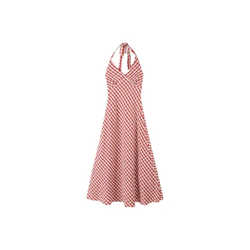 Wen Shan Slip Dress Women's Red Plaid