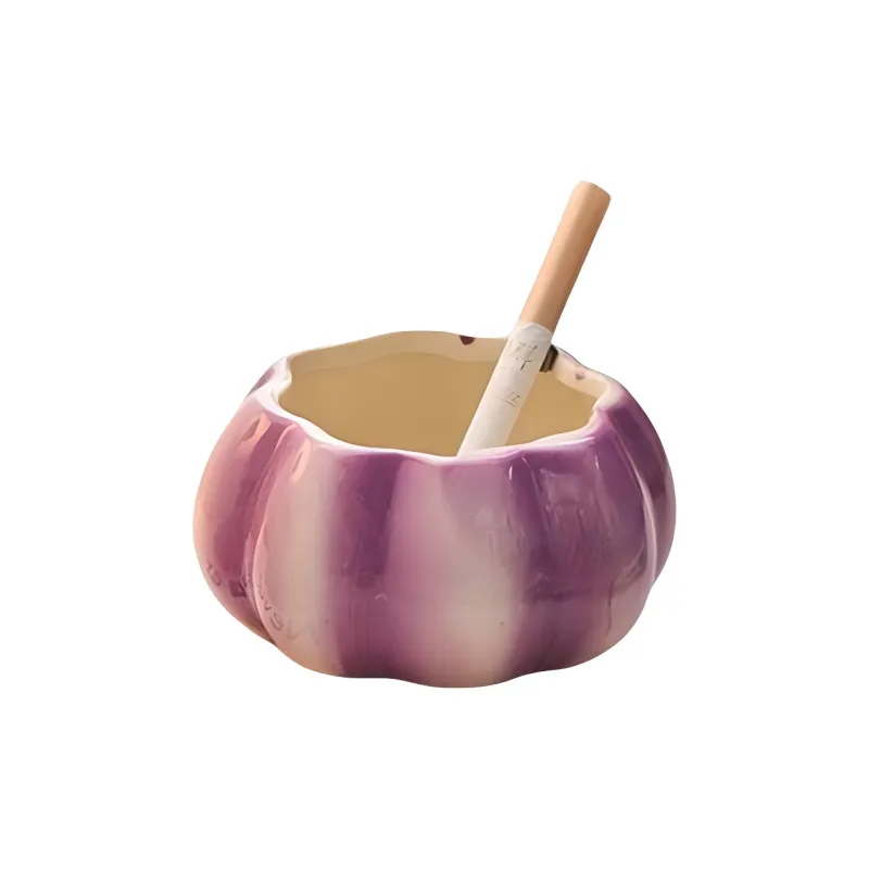 JIANYUJIAFANG Garlic Ceramic Ashtray With Lid, Dustproof, Creative, Cute, Quirky, Living Room, Bedroom-4